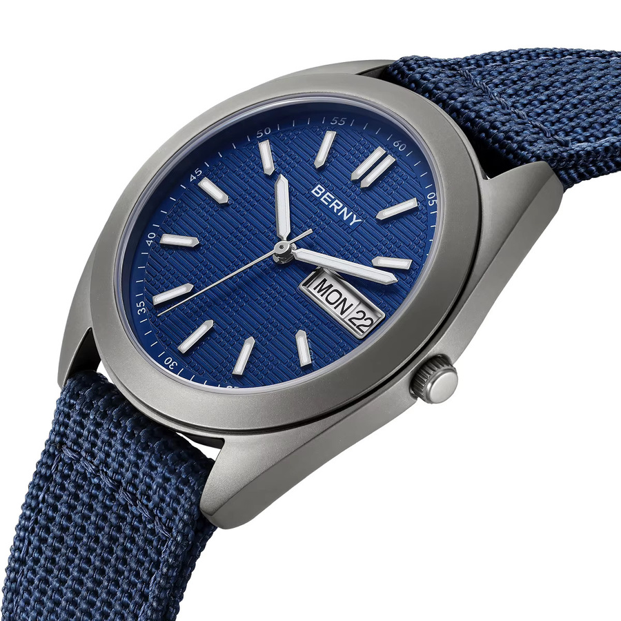BERNY Armbanduhr Titan, Quarz, 38 mm, Blau, Herren - Bild 2