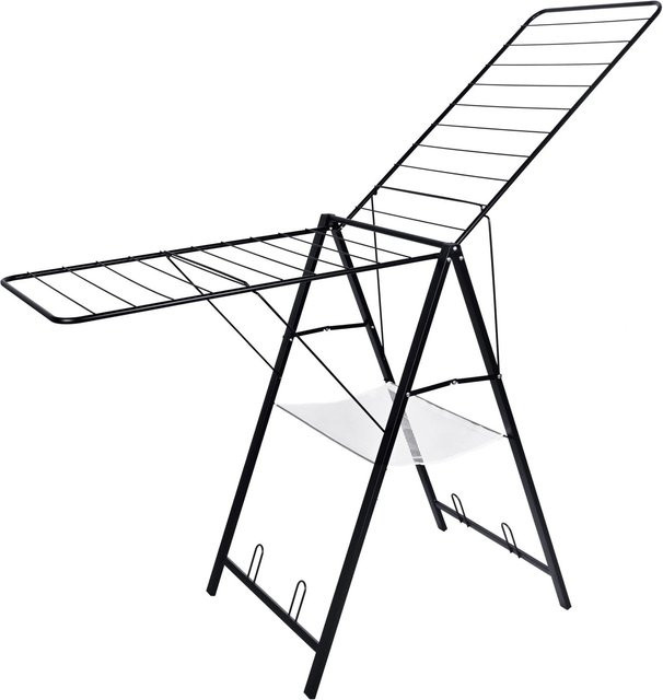 Relaxdays Flügelwäscheständer aus Stahl und Kunststoff, klappbar und höhenverstellbar, Schwarz, B: 171 cm, H: 104,5 cm, T: 58 cm - Bild 1