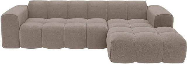 Maison Céphy Sofa Caleso in L-Form ohne Schlaffunktion, Farbe Taupe/Beige, Chenille-Stoff, Breite: 284 cm - Bild 1