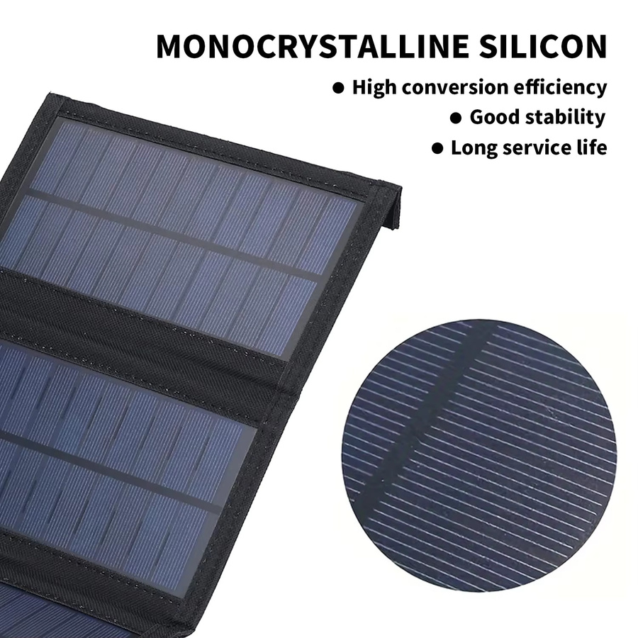 Tragbares faltbares Solarpanel mit USB-C Anschluss in Schwarz zur mobilen Stromversorgung - Bild 3