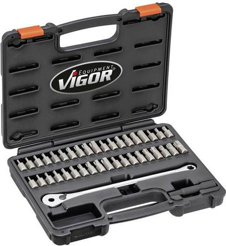 Vigour Bit-Ratsche Set V7784, 40-teilig, 3/8 Zoll, Schwarz - Bild 1