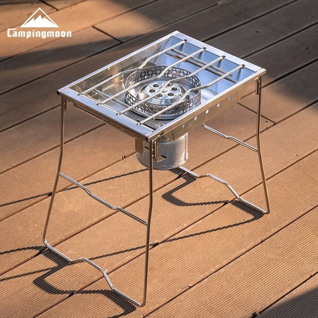 CAMPINGMOON CK-25PG Edelstahl Ofenplattenrahmen im koreanischen Stil für IGT-Systeme, Farbe: Silber - Bild 1