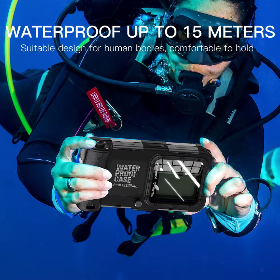 Wasserdichte Tauchhülle für Android-Handys bis 6,9 Zoll, professionelle Schwimm- und Schnorchelhülle, Schwarz - Bild 6
