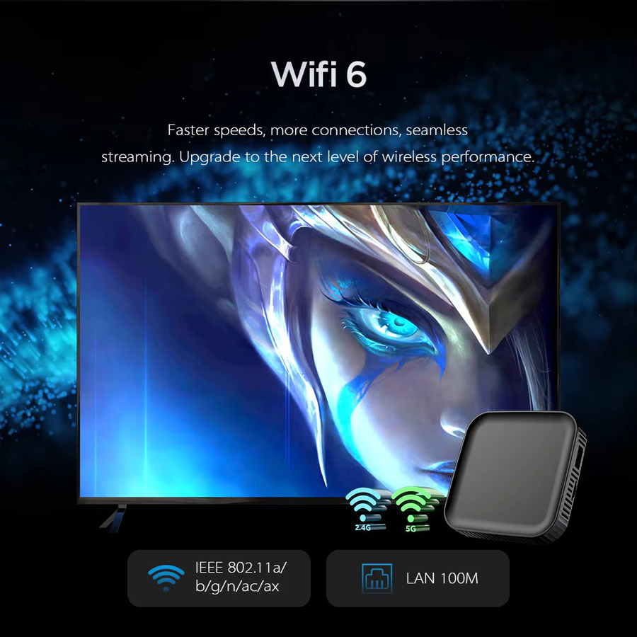 Tanix C1 Smart TV Box H313 Media Player mit 4K UHD, Android 10, 2GB RAM, 8GB Speicher, 2,4G/5G WIFI6 und OTA-Unterstützung in Schwarz - Bild 2