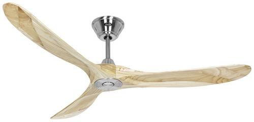 CasaFan ECO GENUINO 152 BN-NT Deckenventilator mit Fernbedienung, Chrom und Holz Natur, Durchmesser: 152 cm, Höhe: 28,5 cm - Bild 1