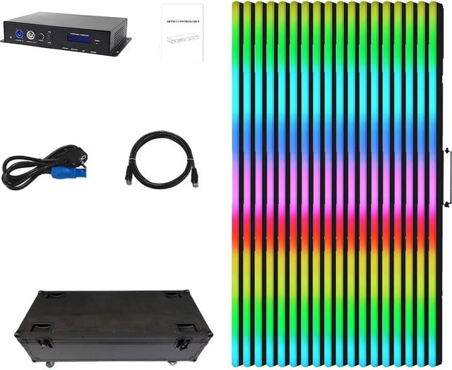 REIZ LED-Pixel-Lichtleiste mit Flightcase und Artnet-Steuerbox für KTV, Theater und Bühne, Schwarz - Bild 1