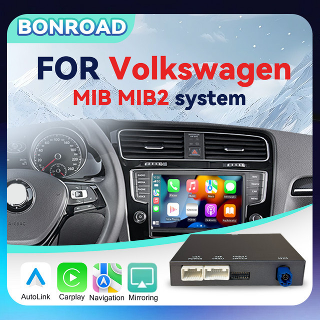 Bonroad Wireless Carplay und Android Auto Modulo Box Pro für VW, Volkswagen, Skoda, Octavia A5, Golf 7, Polo, Passat B8, MIB und MIB2, Schwarz - Bild 1