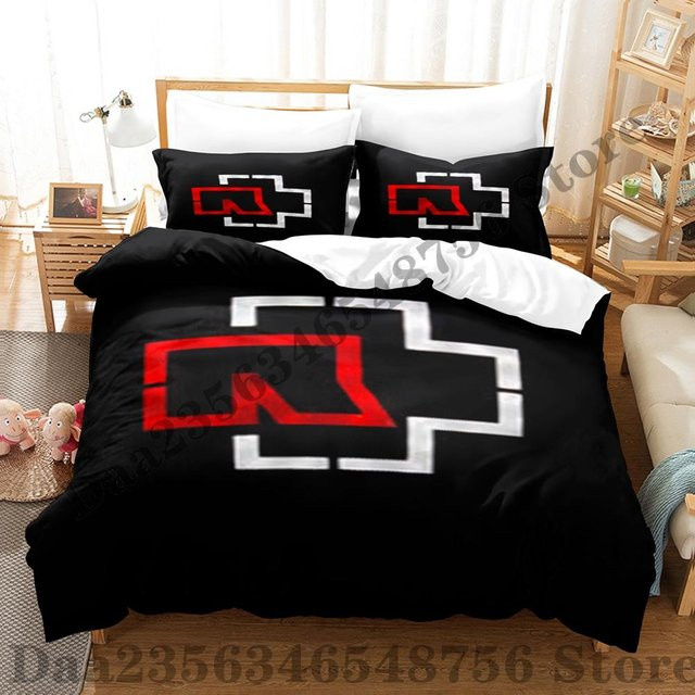 Somelli Rammstein Bettwäscheset mit 3D-Grafik, Schwarz, B/H: 240 x 220 cm - Bild 1