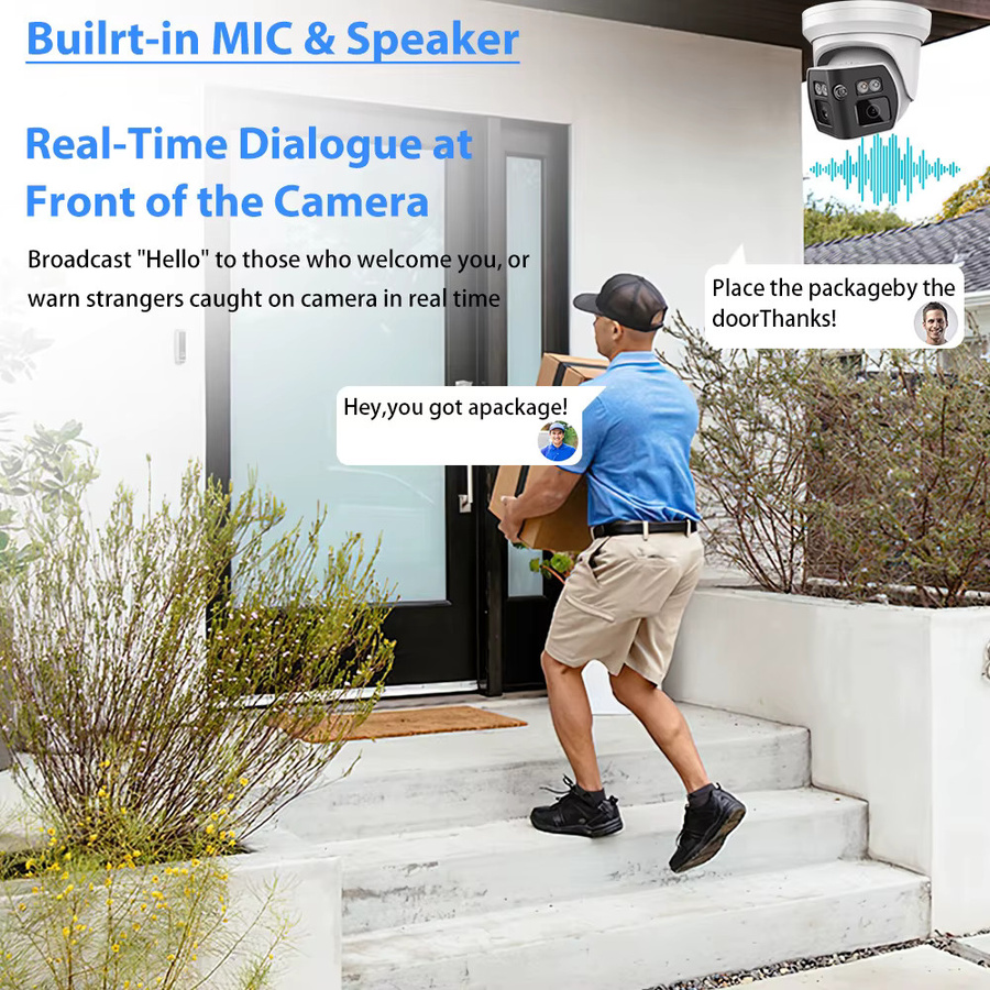 Vikylin 8MP Panorama-IP-Kamera mit zwei Lichtquellen, Zwei-Wege-Audio, PoE, Onvif und IP66-Schutz, Metall-Überwachungskamera in Weiß - Bild 5