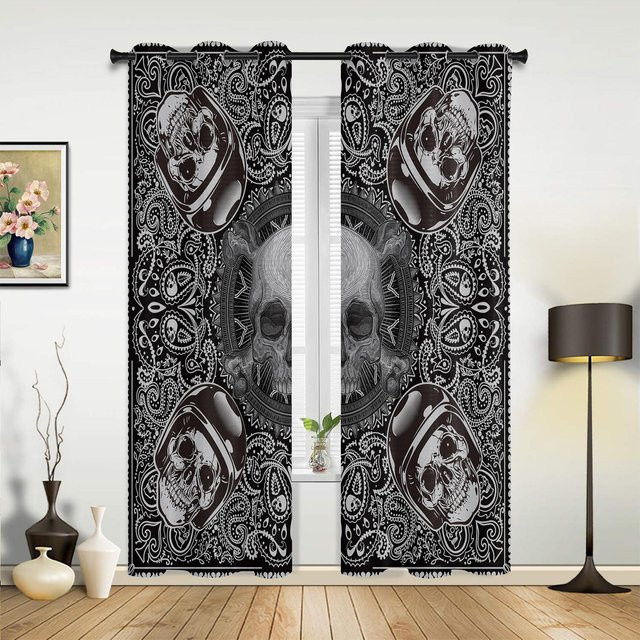 Modernes Totenkopf Horror Fenstervorhang von Household supplies MH in Schwarz, Breite: 135 cm, Höhe: 60 cm - Bild 1