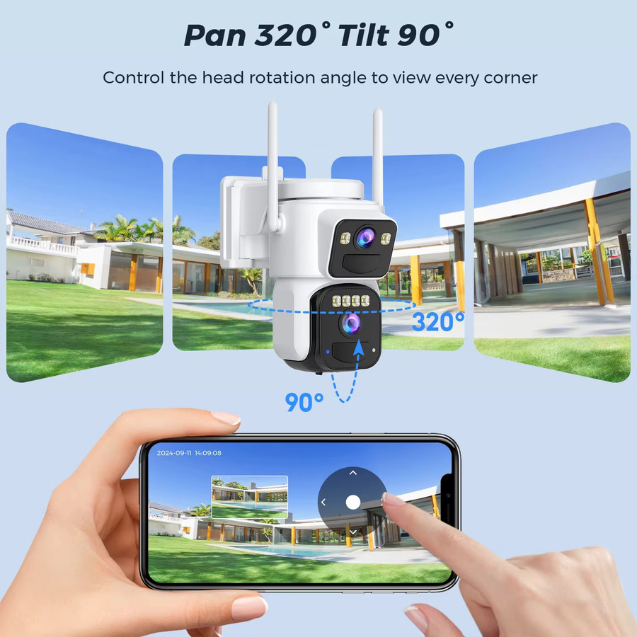BESDER 4K Solar Wireless IP Kamera mit 8MP Dual Objektiv, 7800mAh Akku, WiFi Outdoor Sicherheit Kamera in Weiß - Bild 4