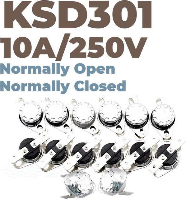 10 Stück KSD301 Thermostat-Sensor Temperaturschalter 10A 250V, Farbe: Silber - Bild 1