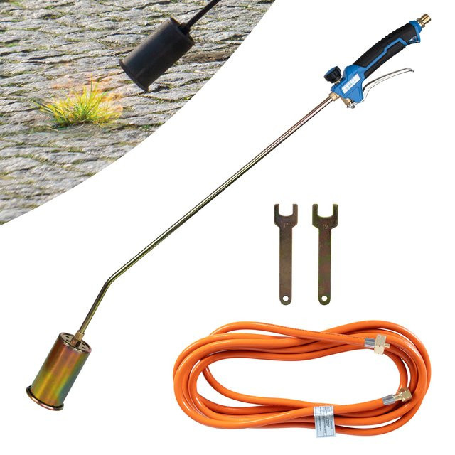 ZMC Unkrautbrenner Gasgerät mit 1850 °C Flamme und 69 kW Leistung, Ø 60 mm Brenner, 90 cm Rohr und 5 m Gasschlauch - Bild 1