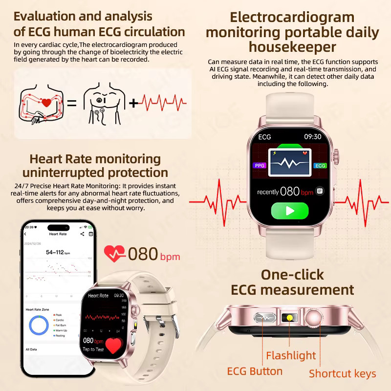 LIGE Smartwatch, Schwarz, Silikon, Unisex - Bild 4
