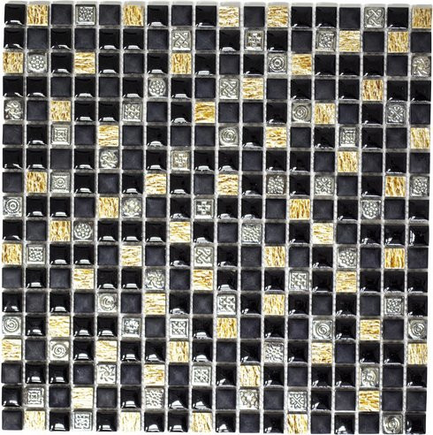 HuH Mosaikfliese Roman Wandbelag in Schwarz und Multicolour mit Steinoptik, B/L: 30,5 x 30,5 cm - Bild 1