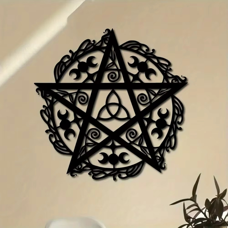 CIFBUY Pentagramm-Wandkunstdekoration aus Metall in Schwarz – Moderne geometrische Sternskulptur zur Heimdekoration - Bild 3