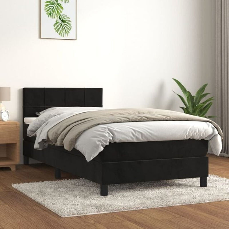 Vidaxl Boxspringbett mit Matratze aus Samt in Schwarz B/T/H: 100 x 200 x 78 cm - Bild 1