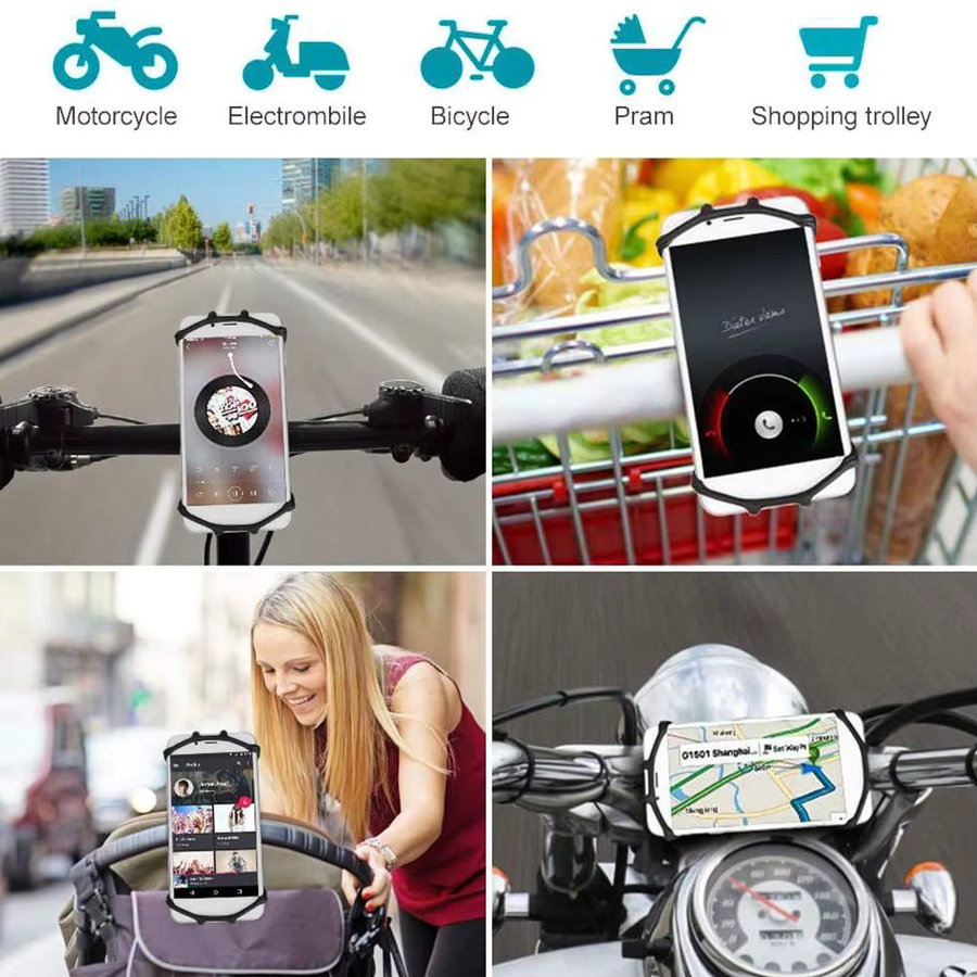 Stoßabsorbierender Silikon Fahrrad Handyhalter für iPhone Samsung Sram und Garmin in Schwarz - Bild 5
