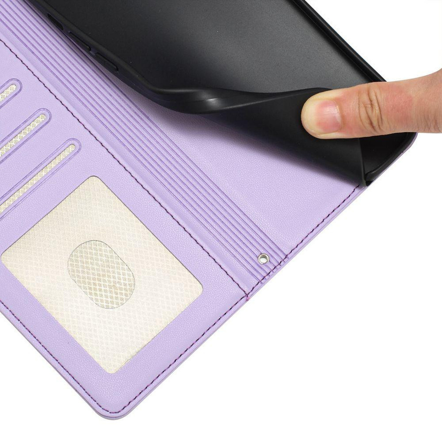 Leder Brieftasche Klapphülle mit Riemen für Xiaomi Redmi Note 13 Pro 5G, Mi 14, 13T und POCO C65 in Lila - Bild 2