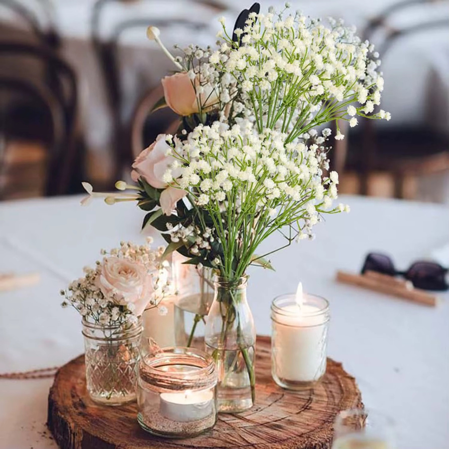 Künstliche Gypsophila Blumen aus Kunststoff in Weiß für Garten, Tischdekoration und Hochzeitsfloristik von smr - Bild 2