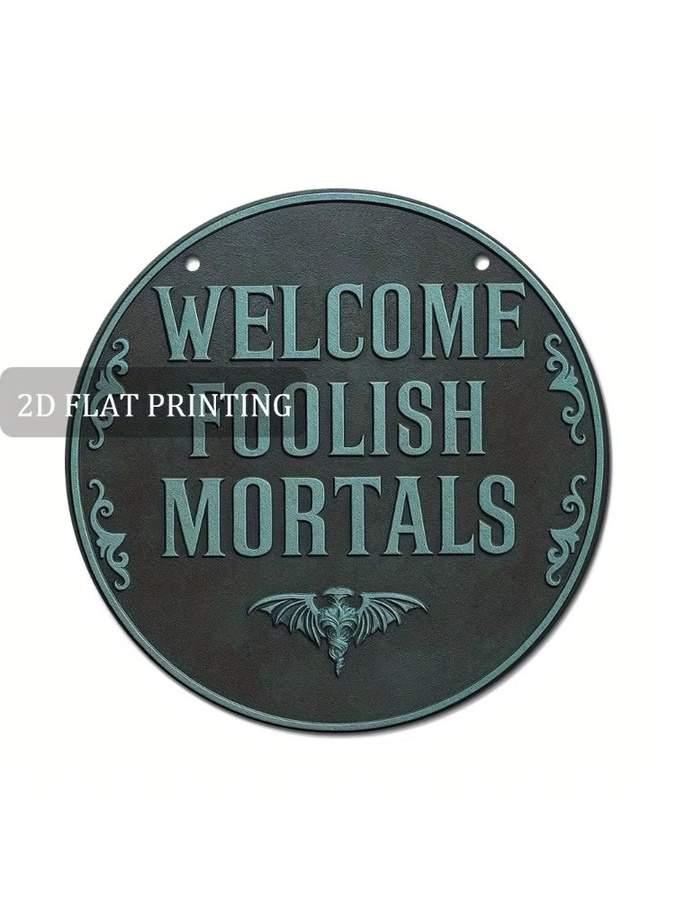 CIFBUY Vintage Haunted Mansion Metallschild, Schwarz, Durchmesser: 20,32 cm - Bild 5