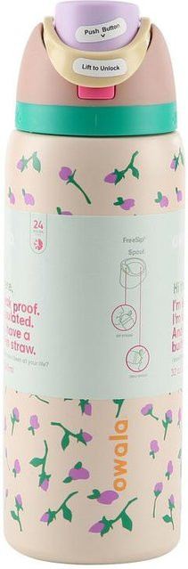 HauteHive Isolierter Edelstahlbecher mit Strohhalm und Deckel Small Flowers Multicolour 24oz - Bild 1