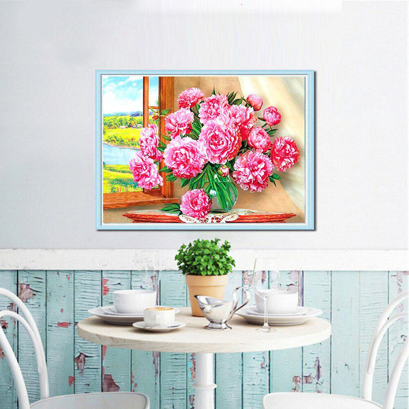 FIYO Diamond Painting Set mit floralem Blumen-Mosaik als Wanddekoration, mehrfarbig, B/H: 30 x 20 cm - Bild 2
