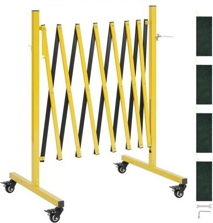 VEVOR Mobile Absperrgitter aus Aluminiumlegierung, ausziehbare Sicherheitsbarriere in Gelb-Schwarz, 3,82 m Breite - Bild 1