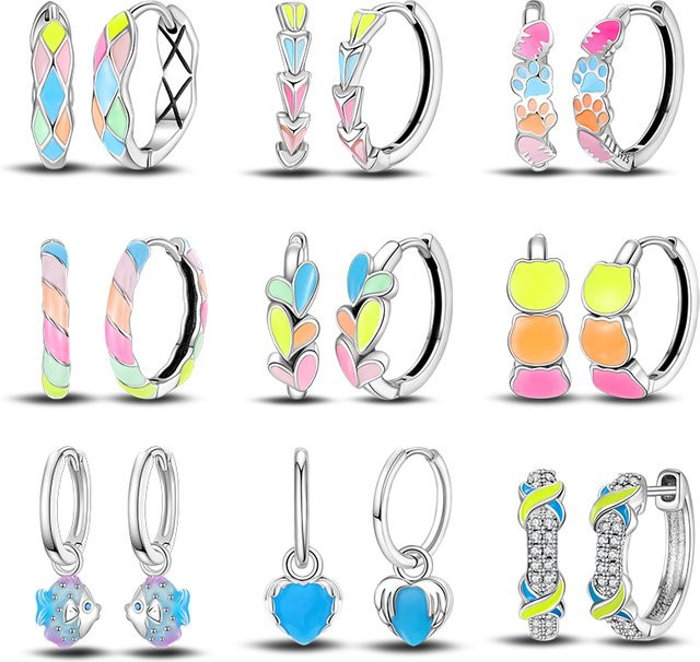 Pandach Ohrringe 925 Silber, Glow In The Dark, Regenbogen, Damen - Bild 1