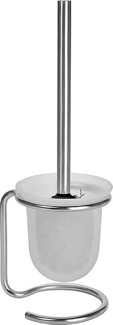 Brillantbad BEO WC-Bürstengarnitur mit Glasbehälter aus Edelstahl matt in Schwarz, freistehend, B/T/H: 11,0 x 38,5 x 13,8 cm - Bild 1