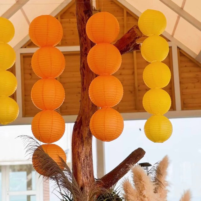 Merylover Runde Papierlaterne in Orange und Gelb für Hochzeiten, Geburtstage und Partys, Durchmesser: 15,24 cm - Bild 1
