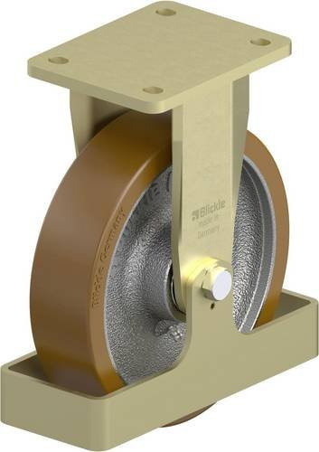 Blickle Schwerlast-Bockrolle BS-GB 200K-FS in Silber mit 200 mm Rad-Durchmesser und 1000 kg Tragfähigkeit - Bild 1
