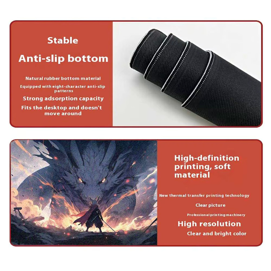 Mairuige XXL Mauspad und Tastaturpad mit Anime Drachen Design in Multicolour - Bild 3