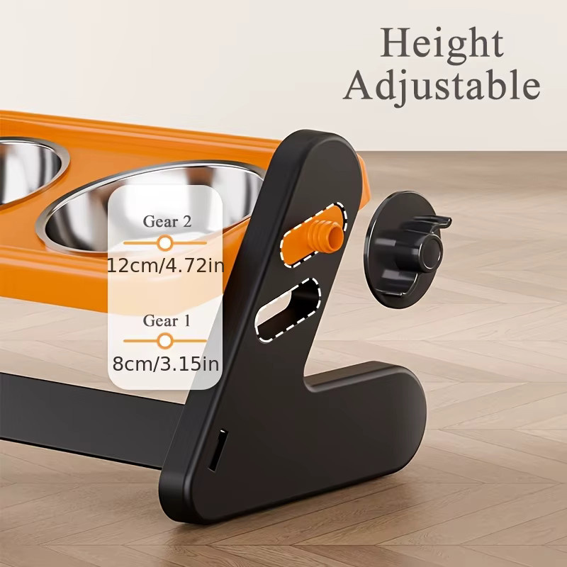 Verstellbarer Katzenfutternapf mit Ständer von pawstrip in Grau und Orange - Bild 3