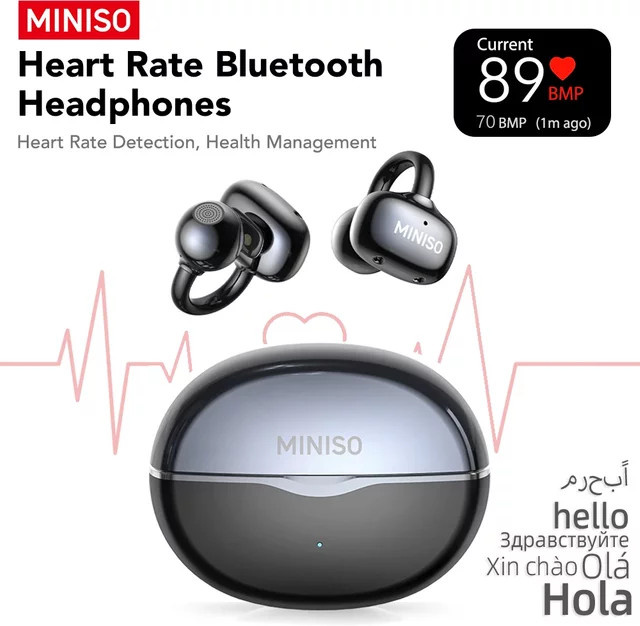MINISO MS503 SmartEarbuds Bluetooth OWS Ohr Clip Sport Kopfhörer mit AI Übersetzer und Herzfrequenz Überwachung in Pink oder Black - Bild 1