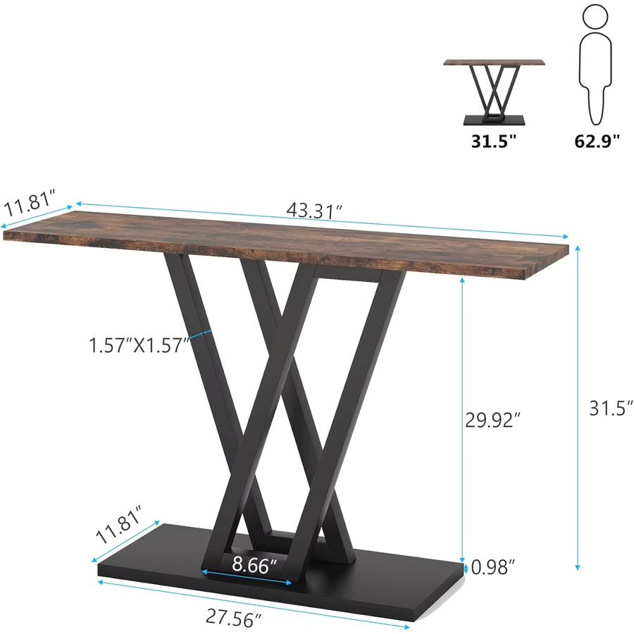 LITTLE TREE Konsolentisch im industriellen Design, schmaler Flurtisch und Sofatisch in Rustic Brown - Bild 2