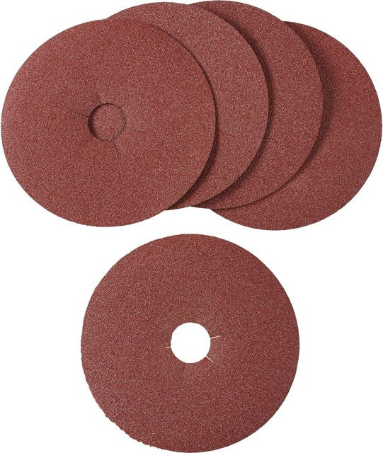 LUX-TOOLS Fiberscheibe Classic für Metall, Durchmesser: 125 mm, Körnung: 100, 5 Stück, Braun - Bild 1
