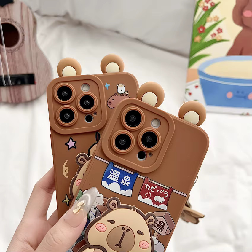 Capybara Handyhülle mit Ornamenten für Samsung Galaxy S8 S9 S10 S20 S21 S22 S23 S24 S25 Plus Ultra FE Note 9 10 20 Ultra in Braun - Bild 3