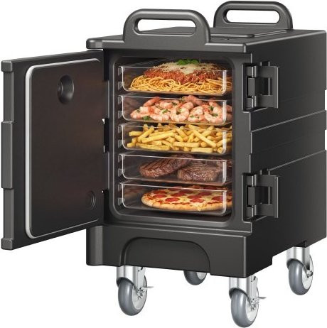 VEVOR Isolierter Speisenbehälterträger Warmhaltebox für Gastronomie, 75 l, Schwarz, stapelbar - Bild 1