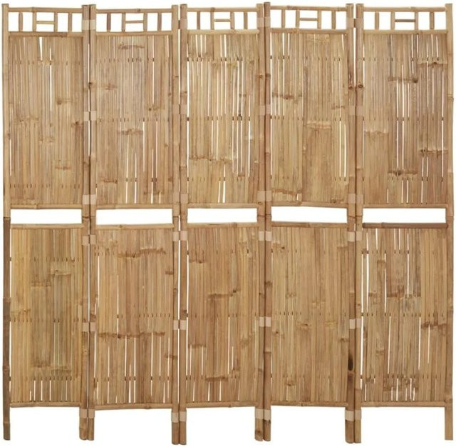 vidaXL 5-teiliger Raumteiler aus Bambus in Beige und Braun, B x H: 200 x 180 cm - Bild 1