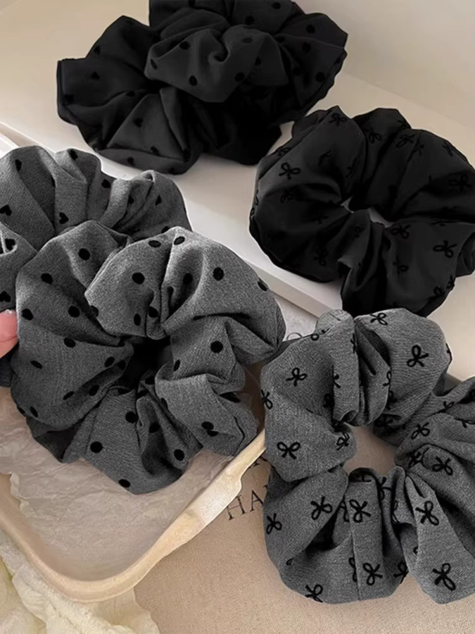 ZYFHTT Haargummis mit Schleifen und Polka Dots, schwarz-grau, Kinder - Bild 5