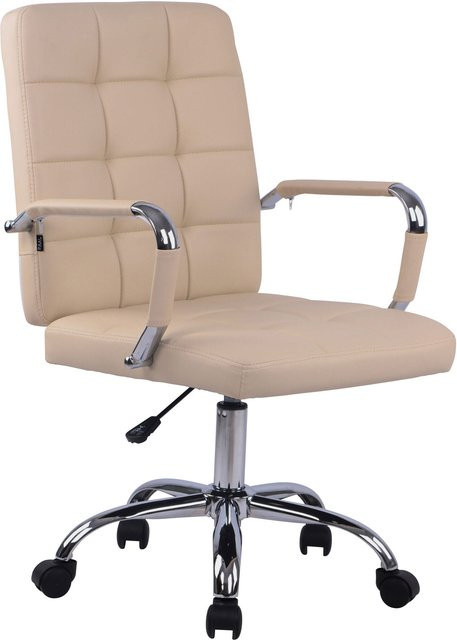 TPFLiving Bürostuhl in Beige aus Kunstleder mit Armlehnen und Rollen für dein Home-Office, B/T/H: 63,0 x 120,0 x 59,0 cm - Bild 1
