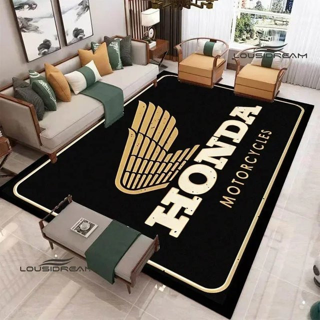 Rutschfester Honda Motorrad-Logo Druckteppich in Schwarz - Bild 1