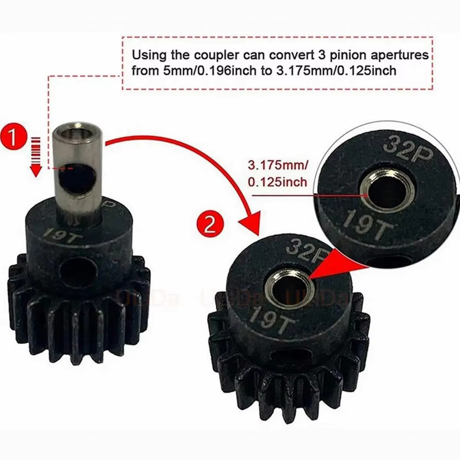 VWINRC Ritzel-Reduzierhülse, Adapterwelle, 5-teiliges Set, Metall, Grau - Bild 3