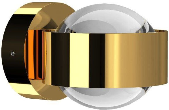 Top Light Puk Mini Wandleuchte in Gold mit klarer Glaslinse und warmweißem LED-Licht (2700K) - Bild 1