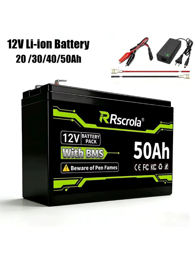 Rscrola Wiederaufladbarer 12V Lithium-Akku 20-50Ah in Schwarz als Mehrzweck-Stromversorgung für Gartensprühgeräte, Lautsprecher und Outdoor-Camping - Bild 6