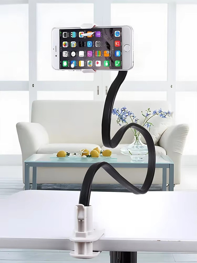 DATA FROG Universelle Flexible Handyhalterung mit Langem Arm und 360 Grad Drehbarkeit für Bett, Schreibtisch oder Büro in Schwarz oder Weiß - Bild 3