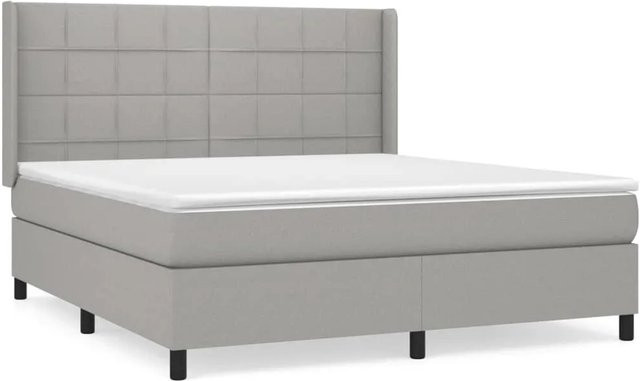 vidaXL Boxspringbett mit Matratze Hybrid-Design in Hellgrau, B/T: 180 x 200 cm, Höhe: 183 cm - Bild 1