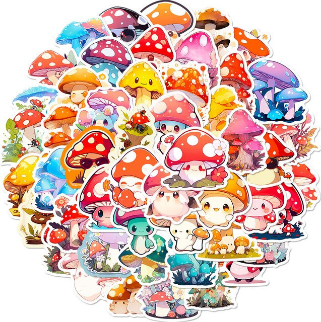 Rspctou Fantasy-Pilz-Pflanzen-Graffiti-Aufkleber, Kawaii Ästhetische Aufkleber, multicolor - Bild 1