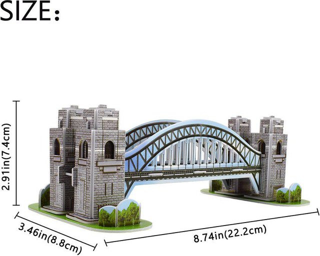 3D Puzzle Sydney Harbour Bridge, Architektur-Puzzle-Modellbausatz, Grau, ab 4 Jahren - Bild 1
